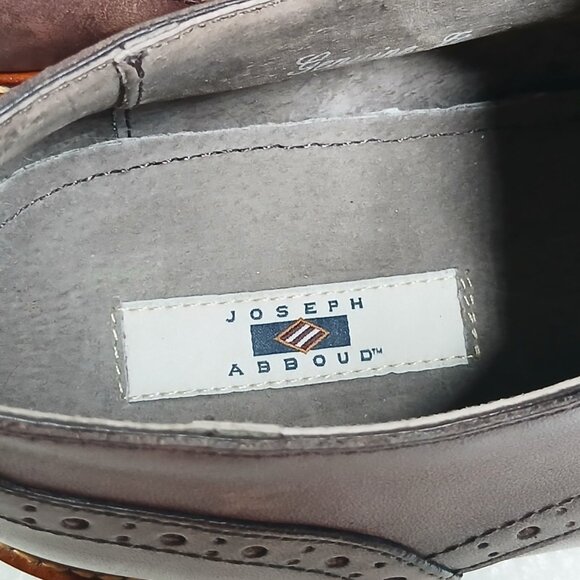 Joseph Abboud Italian Leather Wingtip Brogue Oxfords Mens 10.5 Brown EUC Italy - Picture 15 of 16